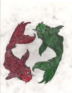 Yin and Yang Carp Freehand scaled